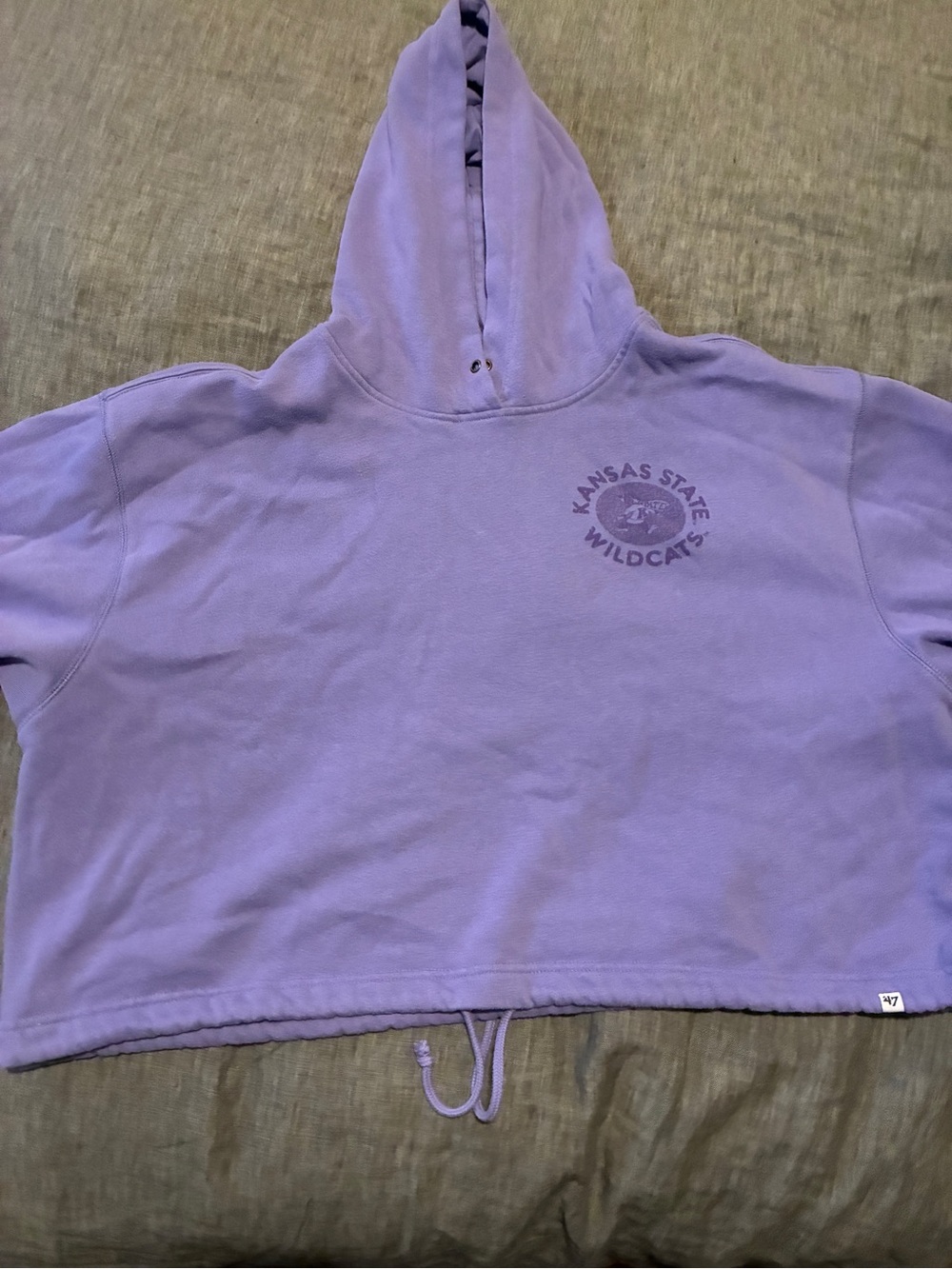 47 Brand Lavender Kansas State Wildcats Cropped Hoodie